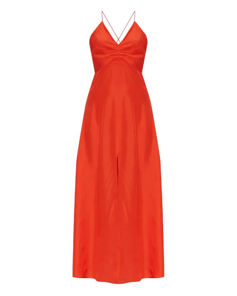 forte_forte Long Silk Slip Kleid Red