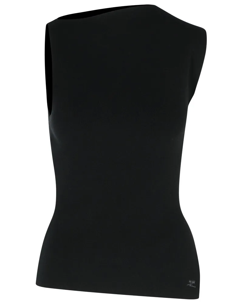 Courrèges Courreves 'schräg' schwarzer Viskose -Mischtank -Top Black