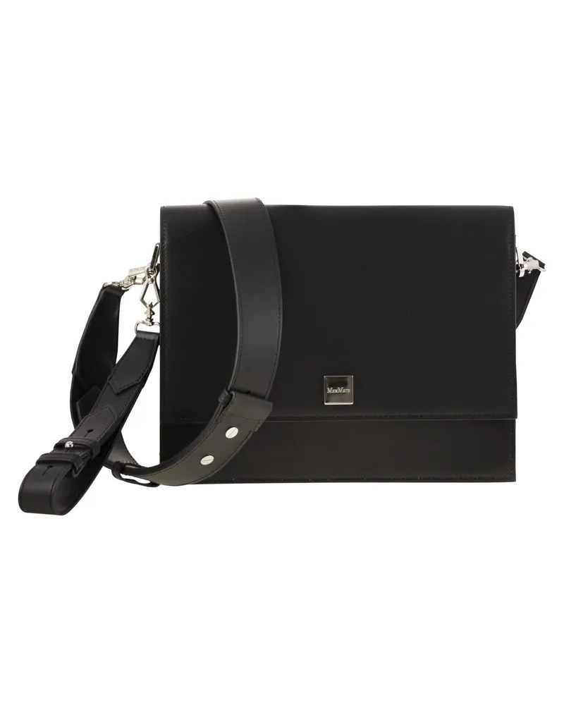 Max Mara Biancaroughm Mittelgroße Umhängetasche aus Leder Black