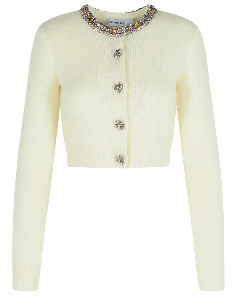 Self-Portrait Selbstporträtcreme Alpaka -Misch -Strickjacke Cream