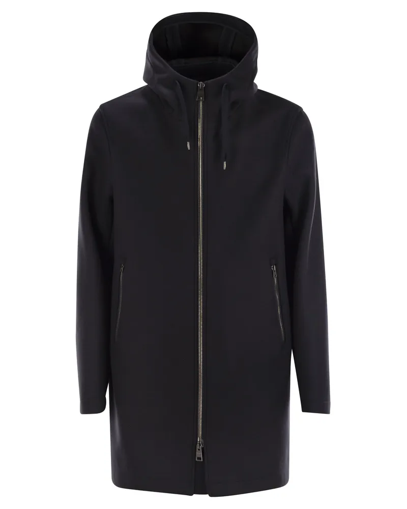 Herno Kapuzenparka im technischen Stoff Navy