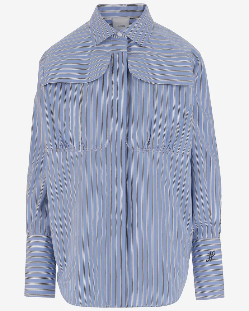 Patou Baumwollhemd mit gestreiftem Muster Blue