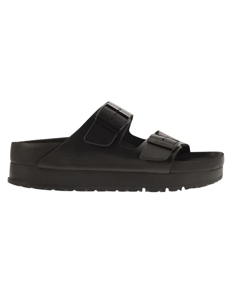 Birkenstock Arizona Plattform Slipper mit Lederschnallen Black
