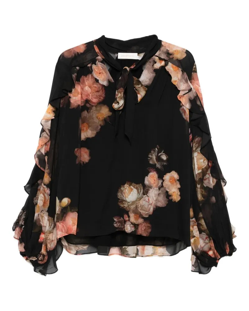 Zimmermann hypnotische gedruckte Bluse Black