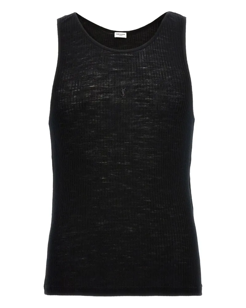 Saint Laurent Wolle und Baumwollmischung Tank Top Black