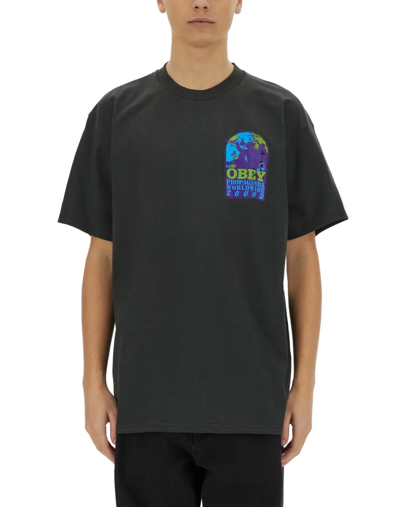 Obey Gehorchen "weltweit Sound" T -Shirt Black