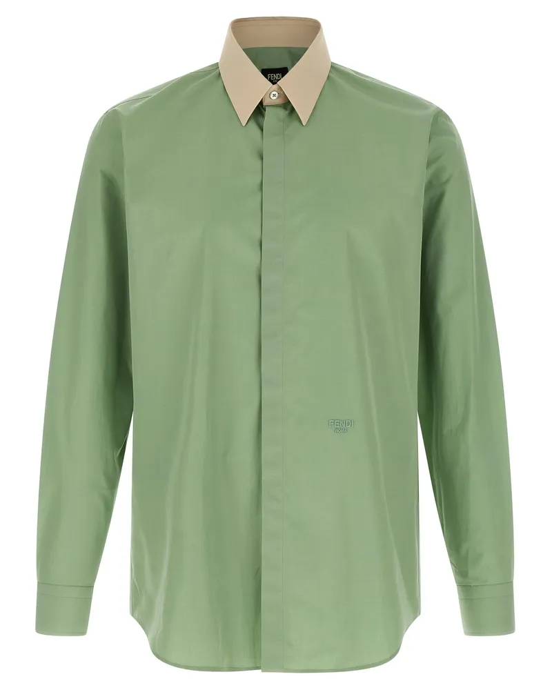 Fendi Kontrast Hemd Hemd Green