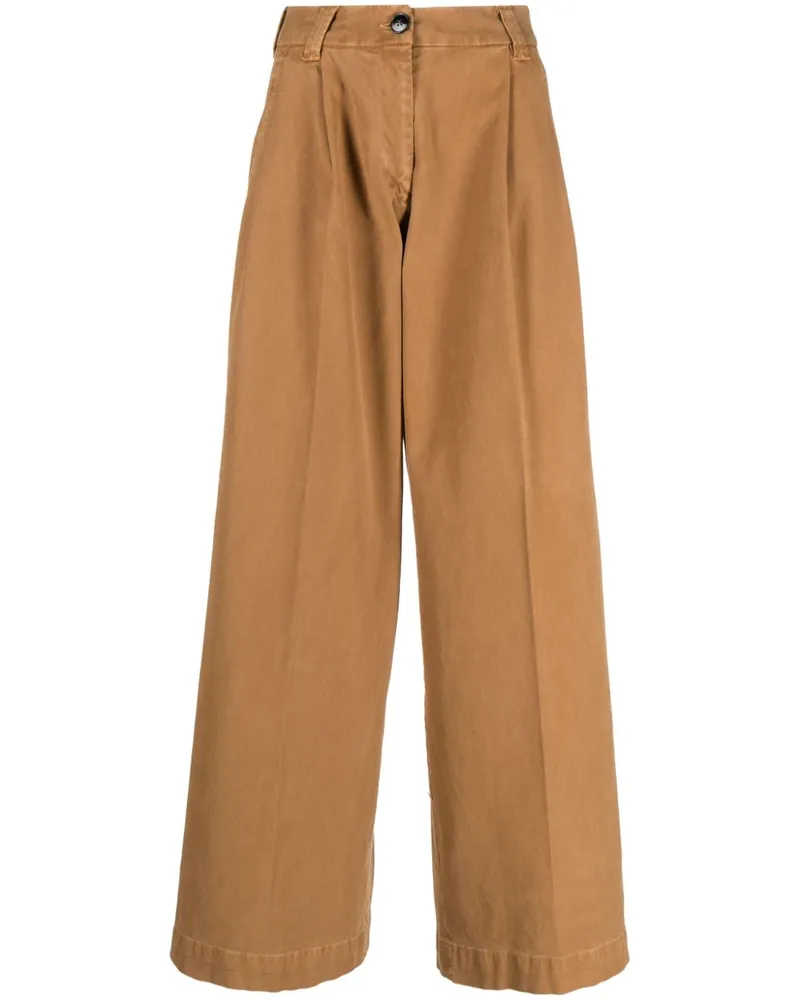 Gabriele Pasini Wide Bein Baumwollhose Brown