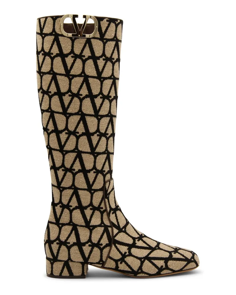 Valentino Garavani Valentino Garavani Canvas Logo -Stiefel Beige
