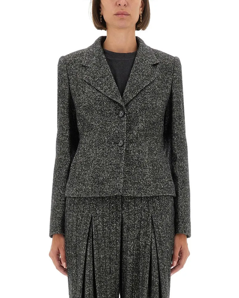 Dolce & Gabbana Single Breasted Jacke in Wollmischung Punkt Grey