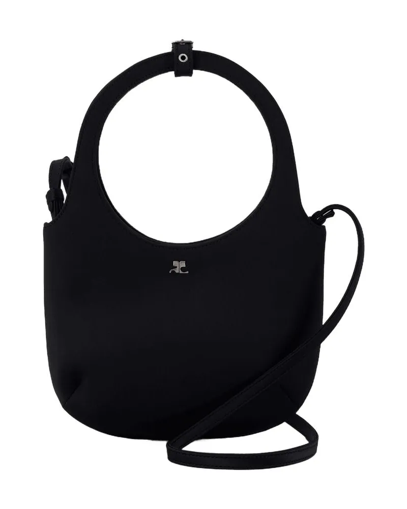 Courrèges Heilige Umhängetasche Courreves Satin schwarz Schwarz
