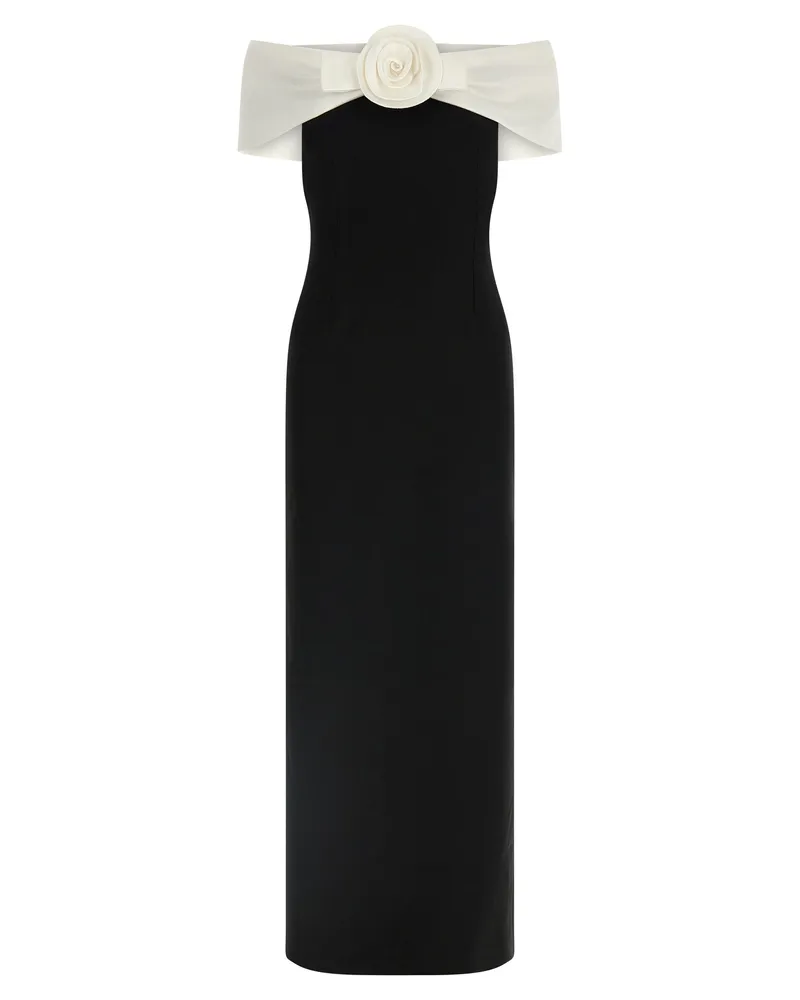 Self-Portrait Schwarzes Crêpe-Blumen-Maxi“-Kleid White
