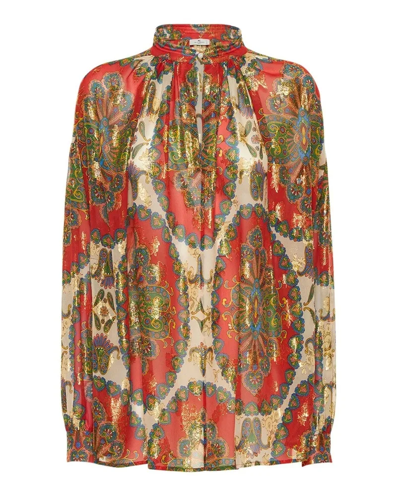 Etro Seidengedruckter Hemd Orange
