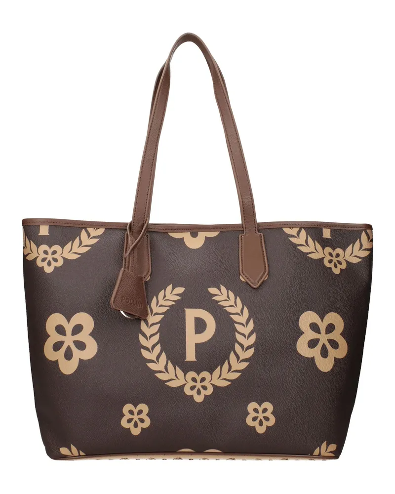 Pollini Damens Umhängetaschen PVC Braun/Creme -