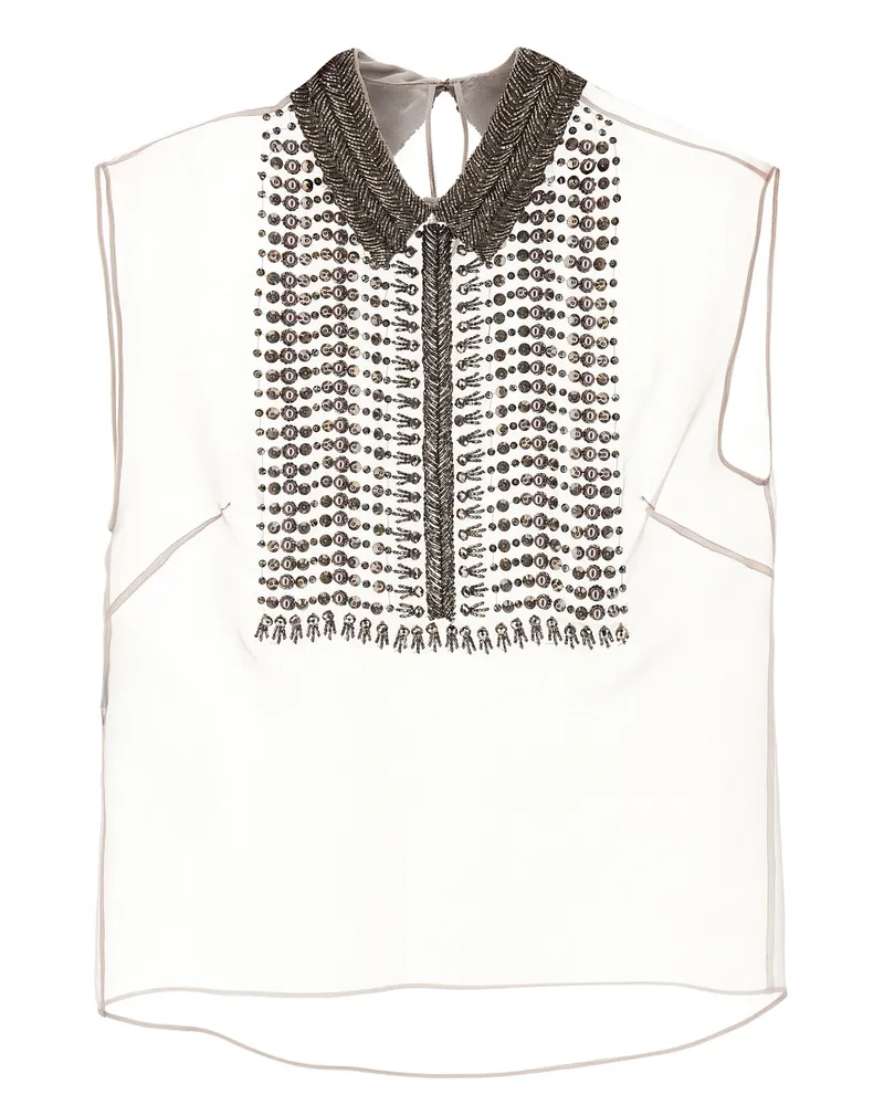 Alberta Ferretti Perlen Chiffon Top Gray