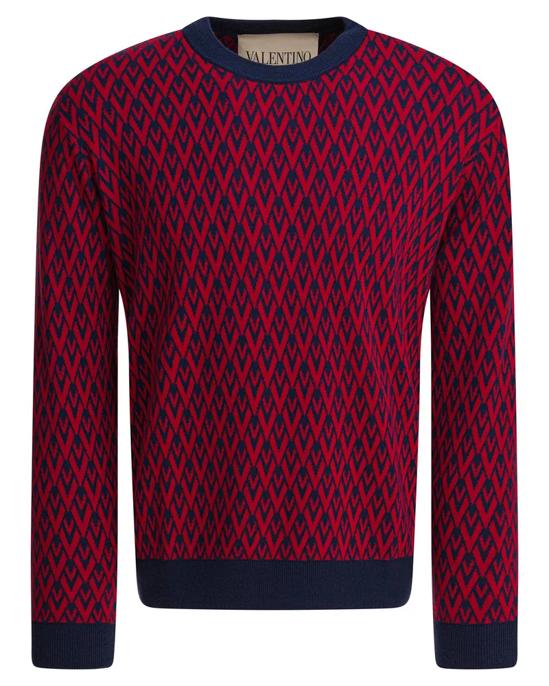 Valentino Garavani Toute La V“ Rundhalspullover Blue