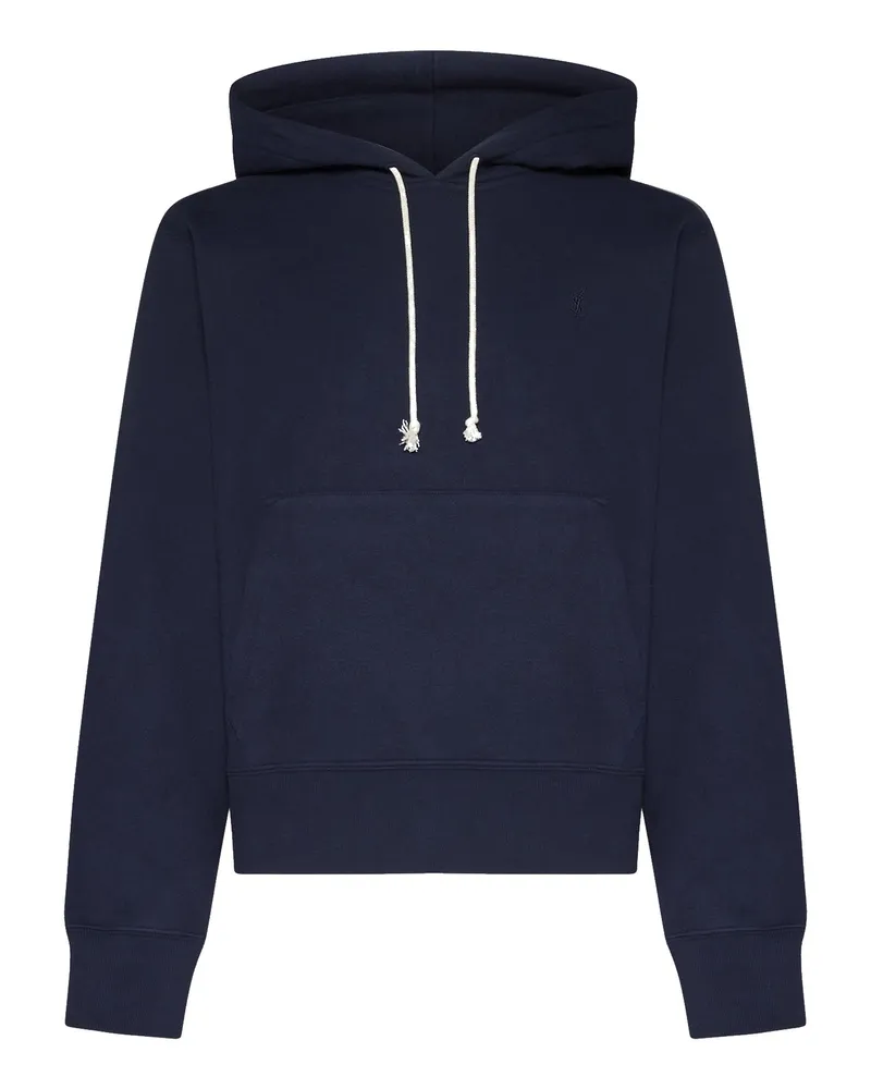 Saint Laurent Cotton -Kapuze -Sweatshirt Blue