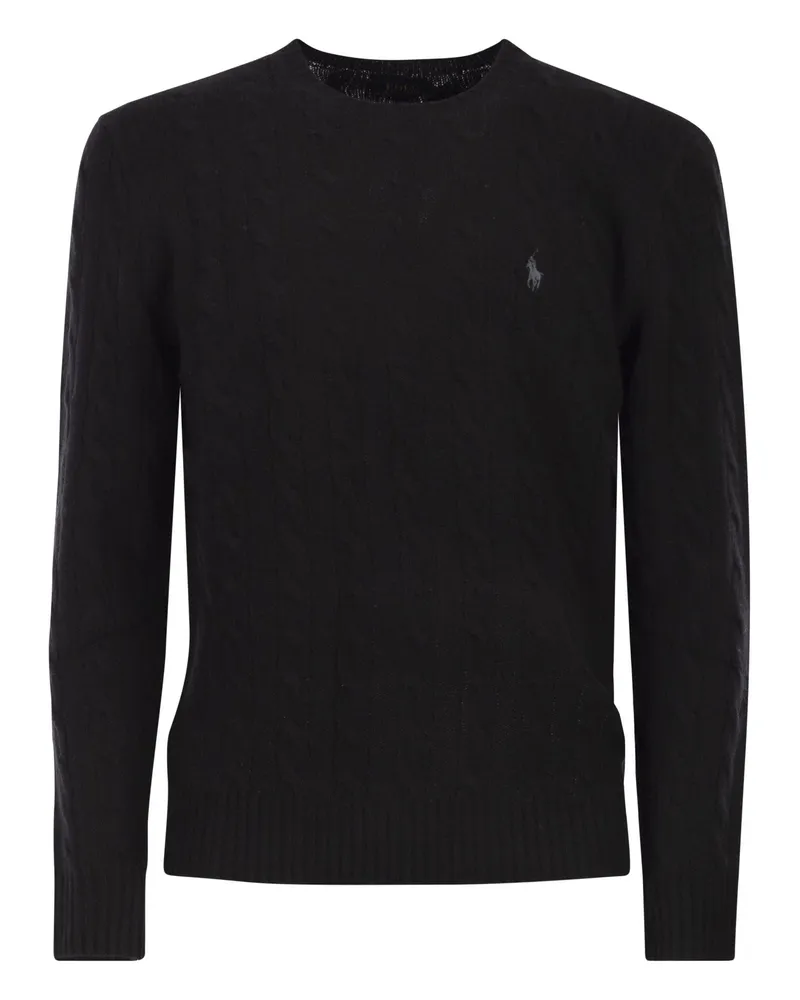 Ralph Lauren Woll- und Kaschmirpullover mit Zopfmuster Black