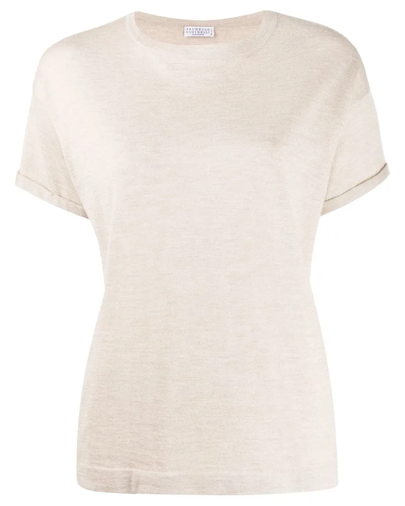 Brunello Cucinelli Kaschmir und Seiden -T -Shirt Beige