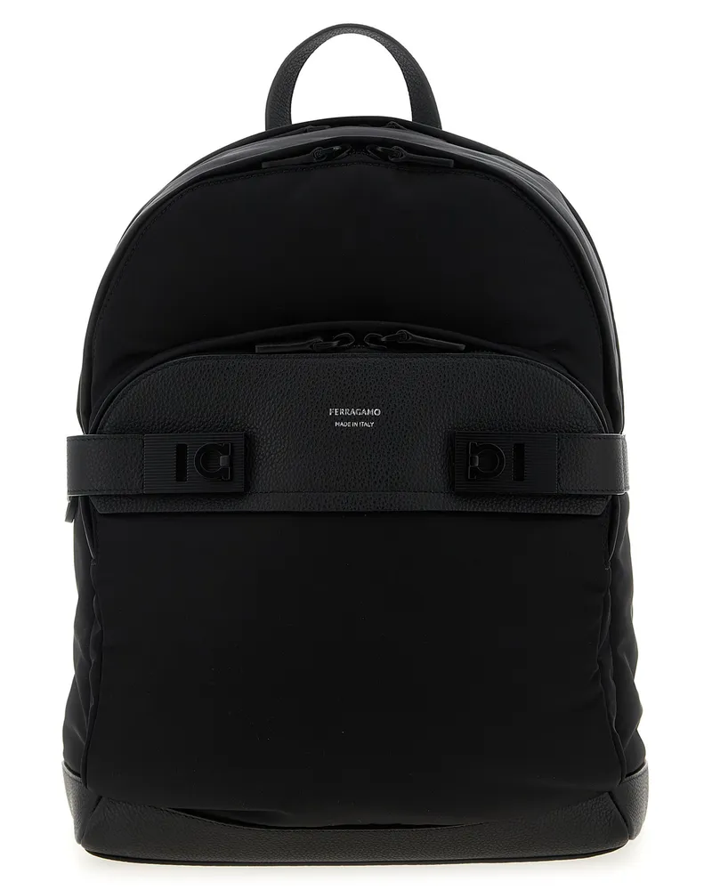 Ferragamo Twins Nylon' Rucksack Black