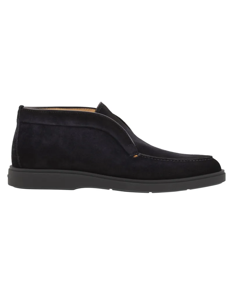 Santoni Suede Leather Desert Boot Blue