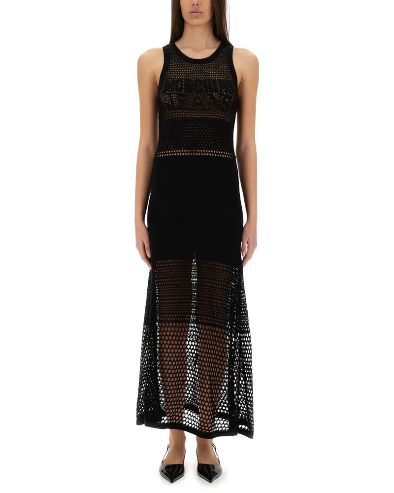 Moschino Moschino -Jeans -Netzkleid mit Logo Black
