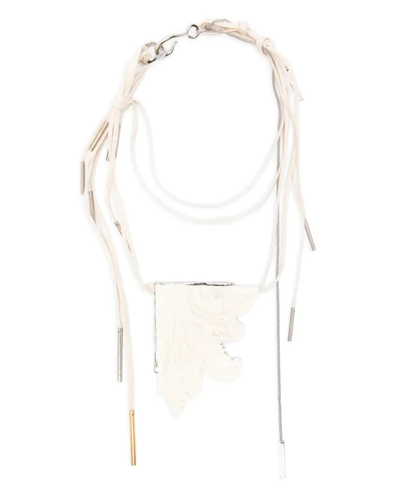 Dries van Noten Halskette mit geschnitztem Anhänger Ecru