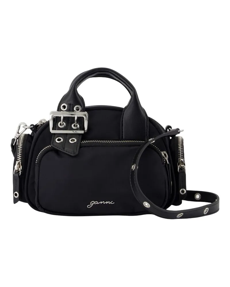 Ganni Bucky Polochon Small Crossbody  Nylon Black Schwarz