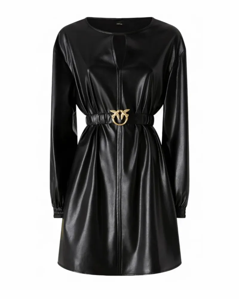 Pinko Short Faux Lederkleid Black