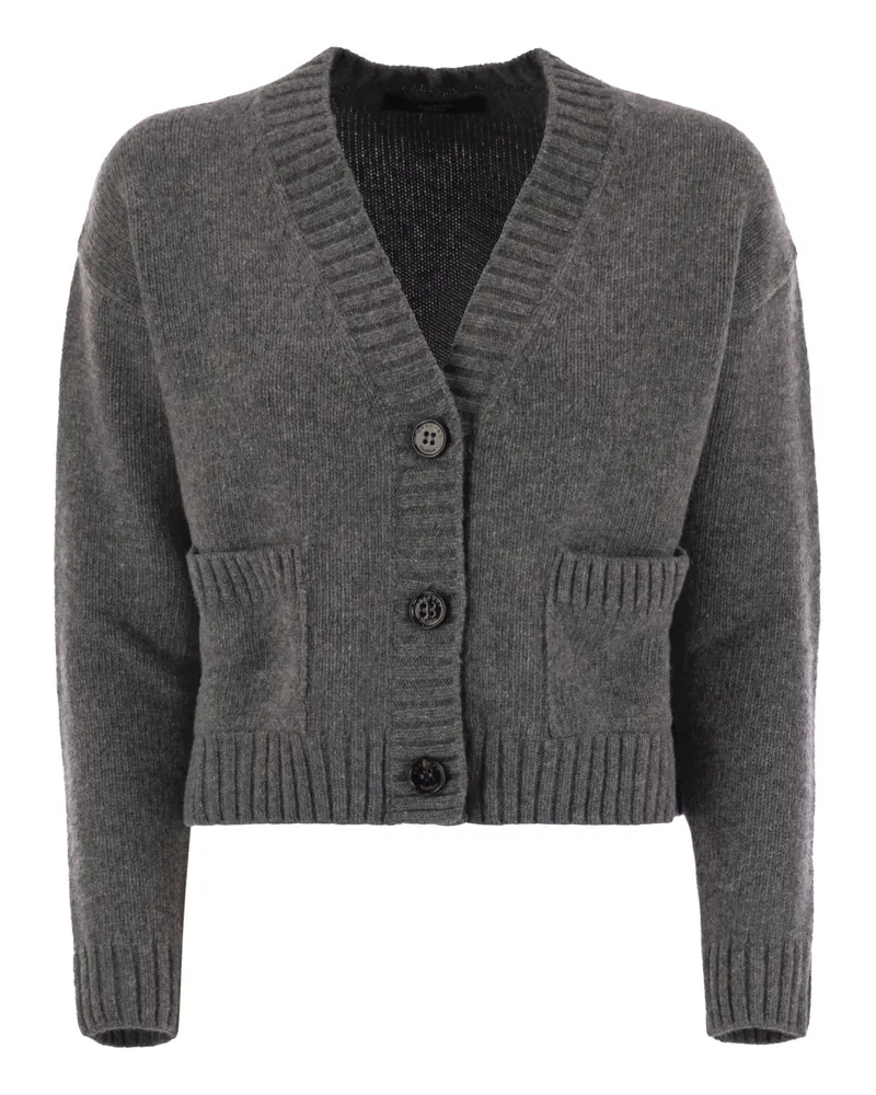 Max Mara Filmato Virgin Wool Cardigan Anthracite