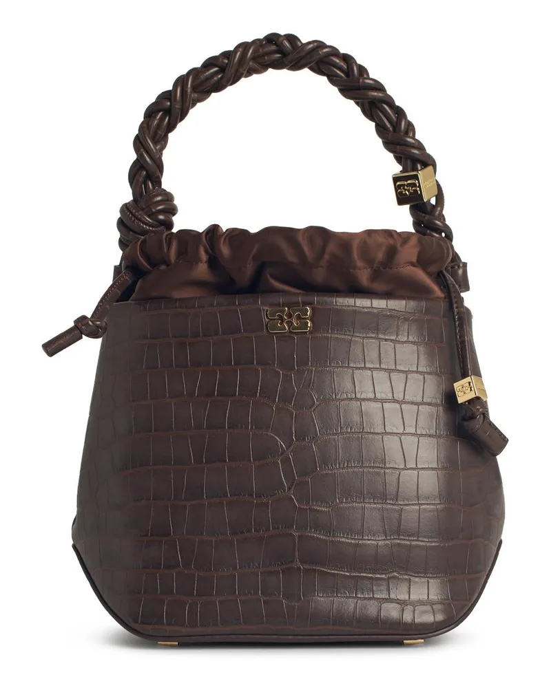 Ganni Bou' Eimerbeutel in brauner Lear -Mischung Brown