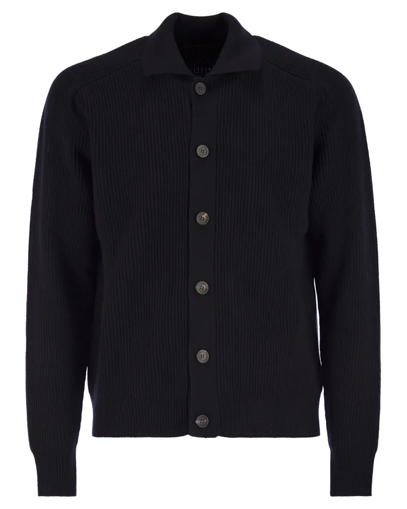 Peserico English Ribbed Woll Cardigan Night