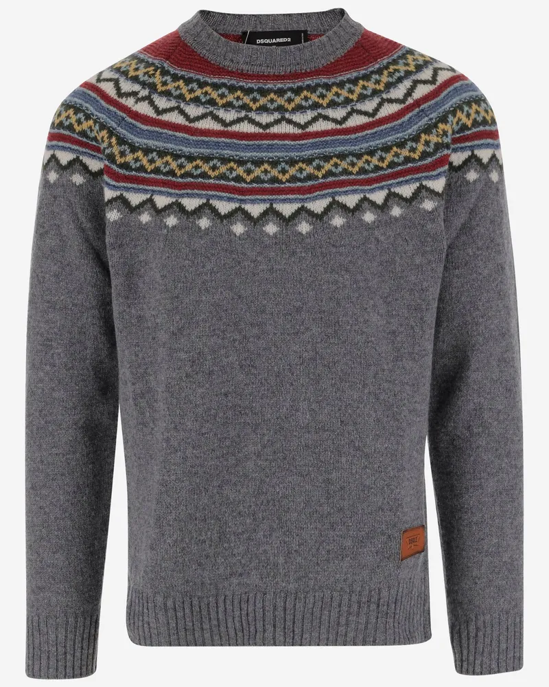 Dsquared2 Wollpullover mit geometrischem Muster Red