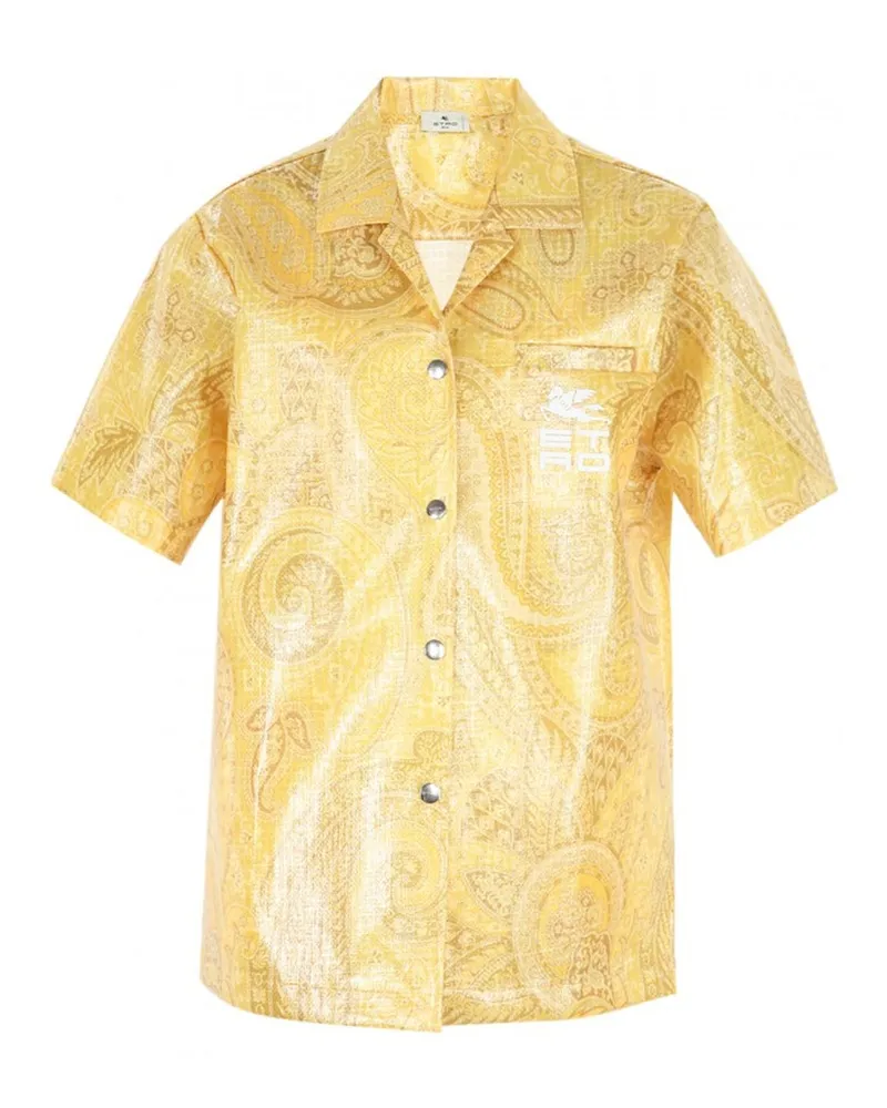 Etro Nylon gedrucktes Hemd Gelb