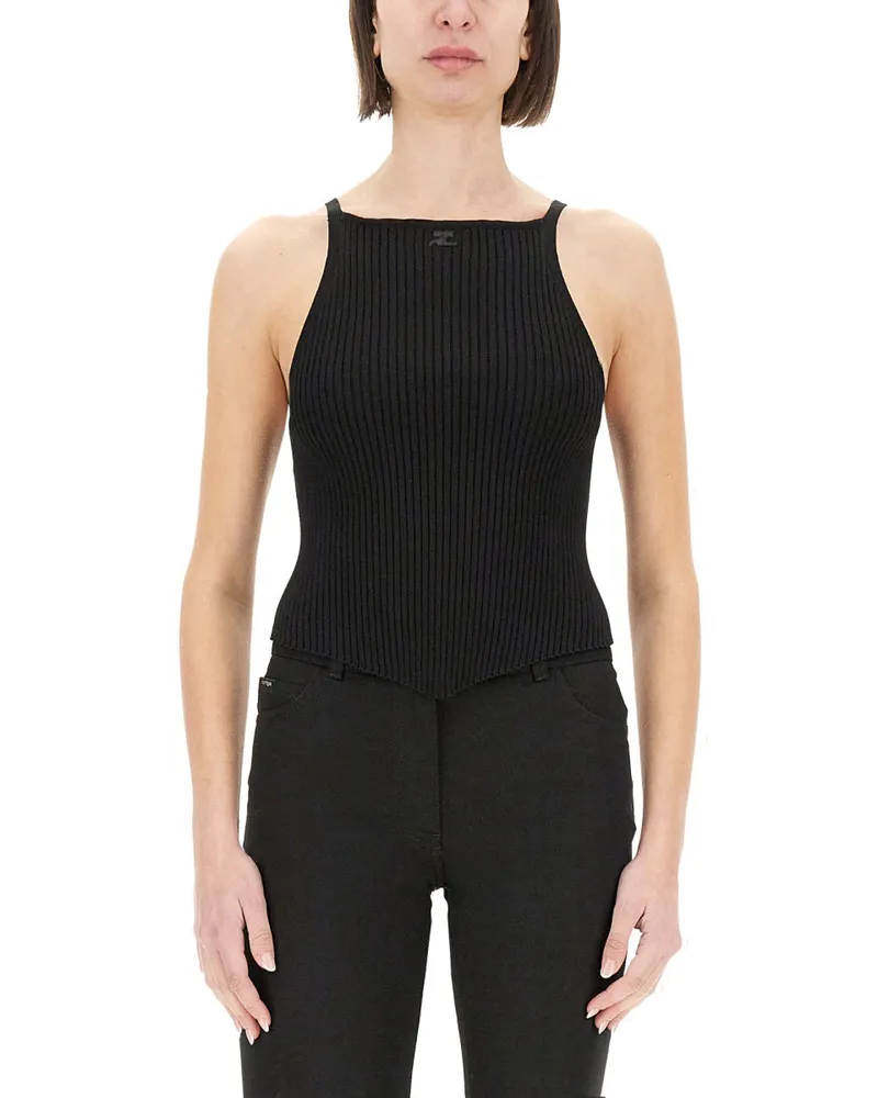 Courrèges Courreves Rippen -Tank -Top Black
