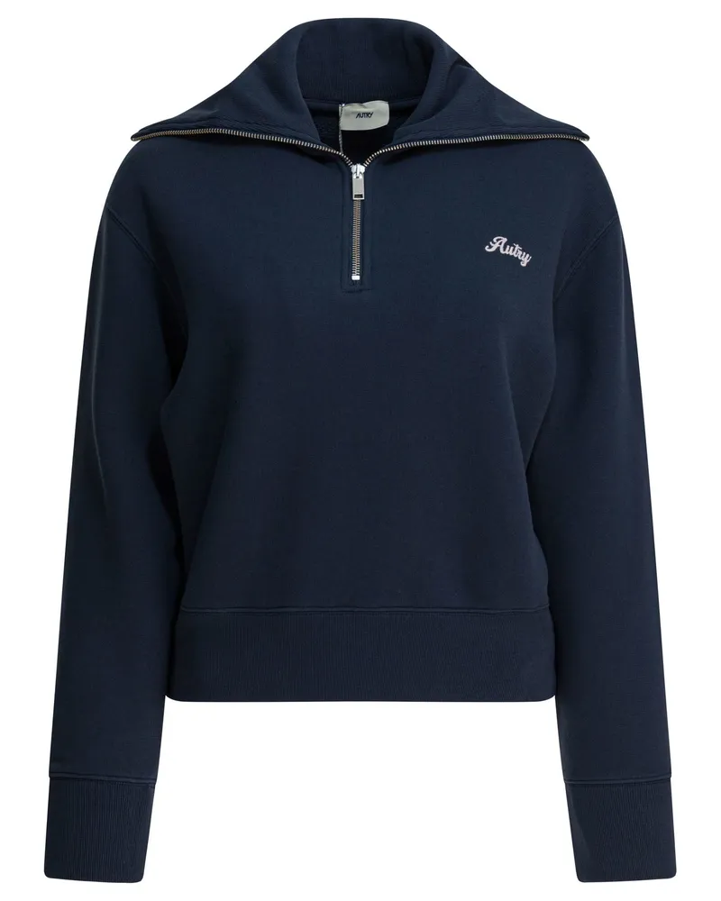 AUTRY Sweatshirt mit halbem Reißverschluss und Club-Logo Blue