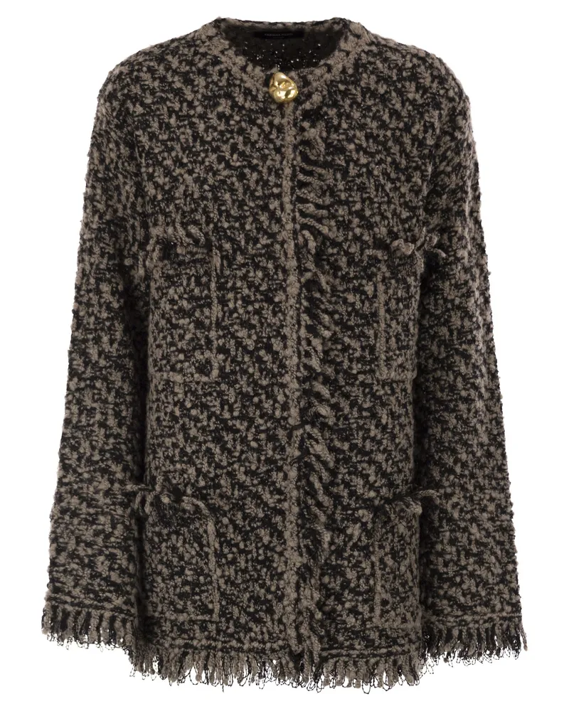 Fabiana Filippi Fransenjacke aus Wollmischung Brown