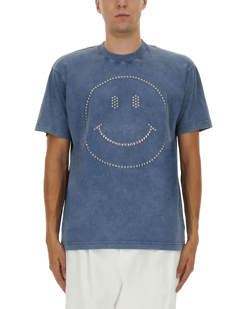 Moschino Smiley®" schweres Baumwoll -T -Shirt Blue