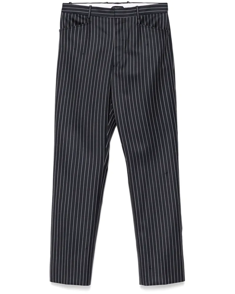 Tom Ford Woll gestreifte Hosen Blue