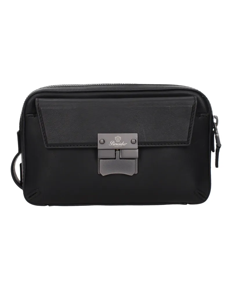 Pineider Herrens Lederrucksäcke und Messenger Bags Schwarz -