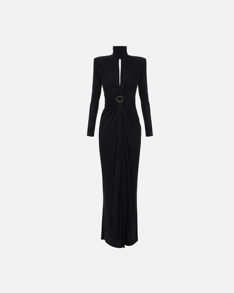 Elisabetta Franchi Red Teppich Kleid mit Vorhängen Black
