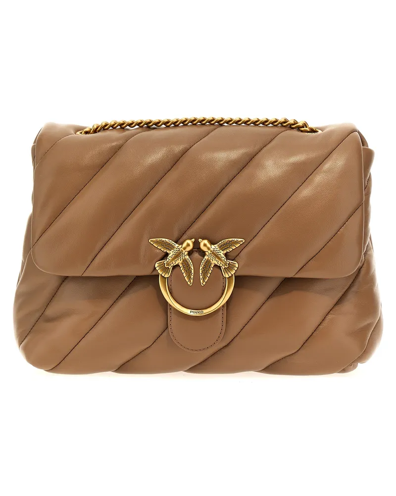 Pinko Big Love Bag Puff Maxi Quilt' Crossbody -Tasche Beige