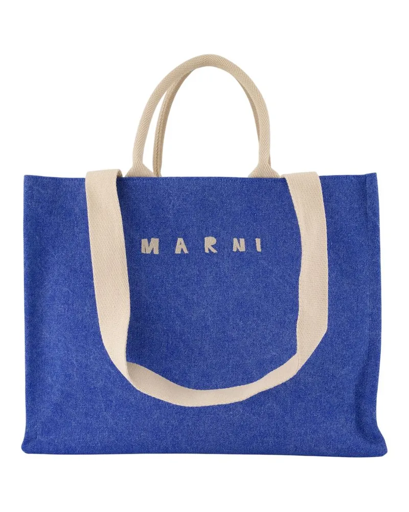 Marni Großer Käuferbeutel  Baumwollblau Blau