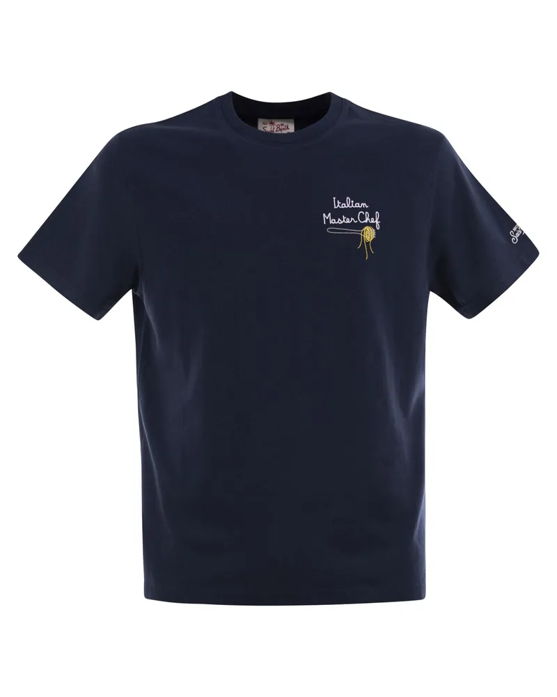 MC2 Saint Barth Portofino T -Shirt mit Bruststickerei Blue