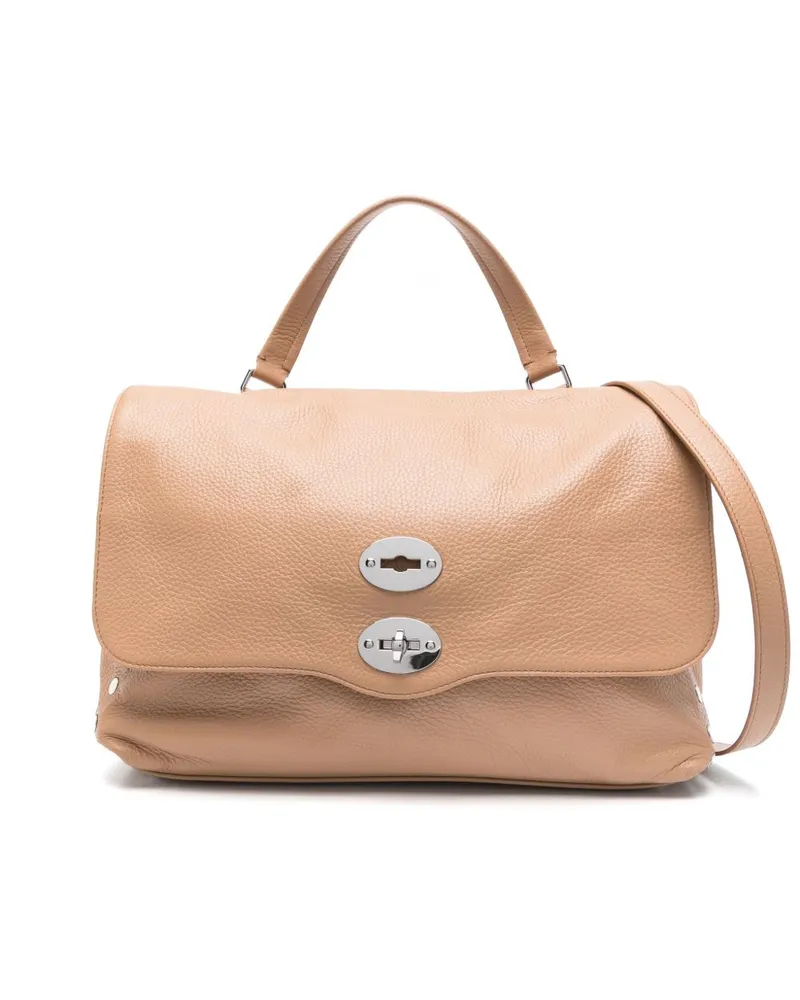 Zanellato Postina tägliche mittelgroße Lederhandtasche Marrone