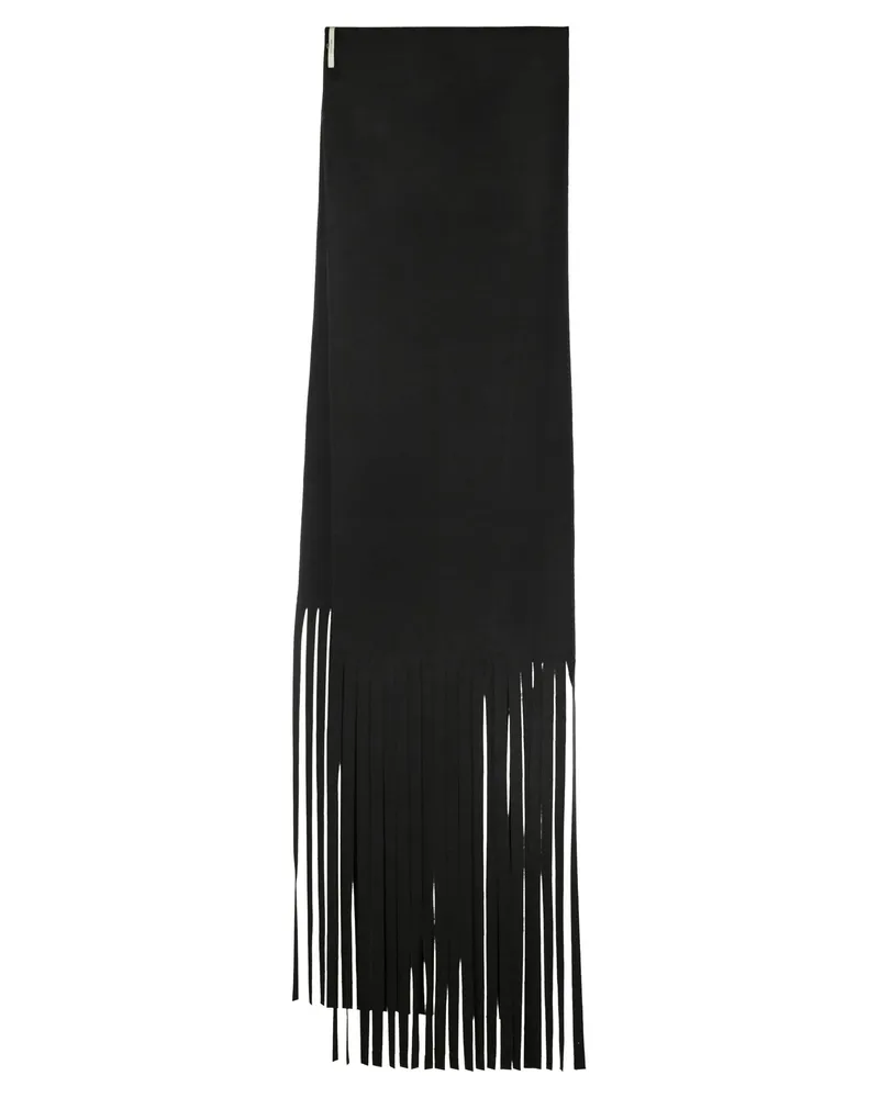 SPORTMAX Avocado Langer Schal mit Fransen Black