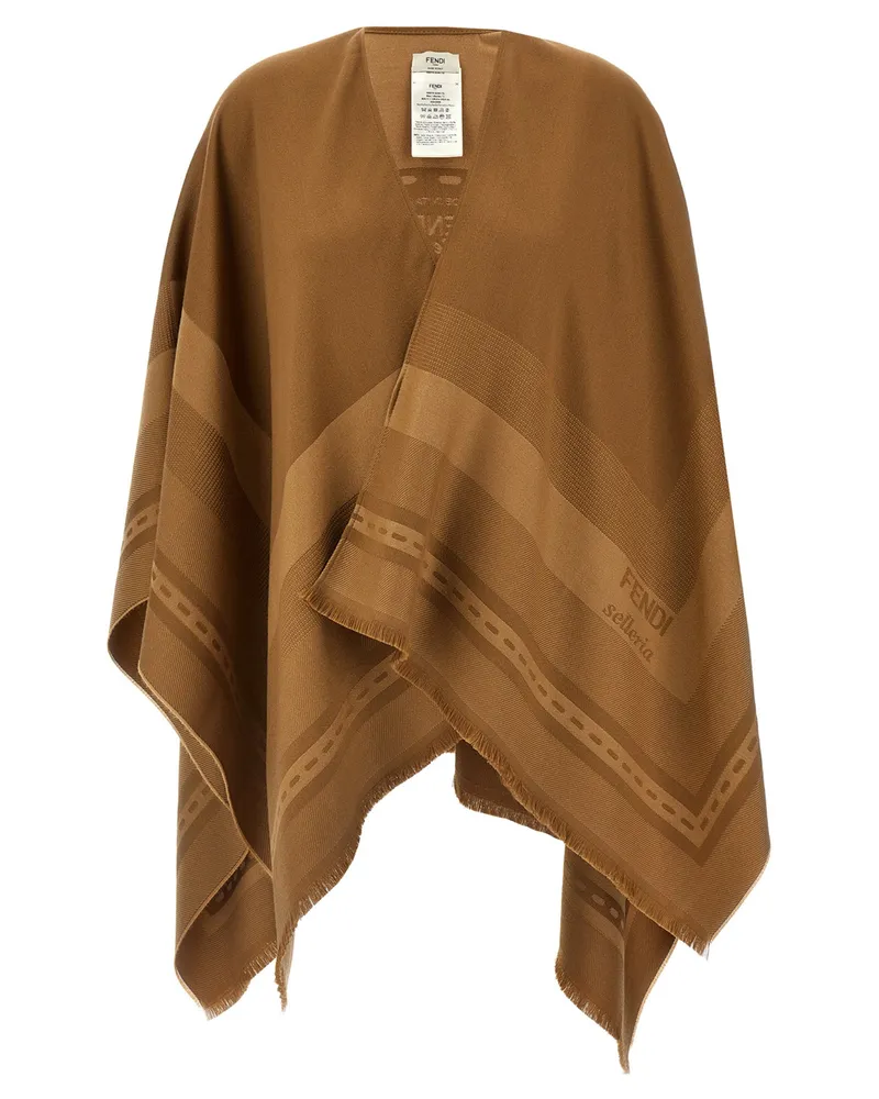 Fendi Jacquard Poncho Brown
