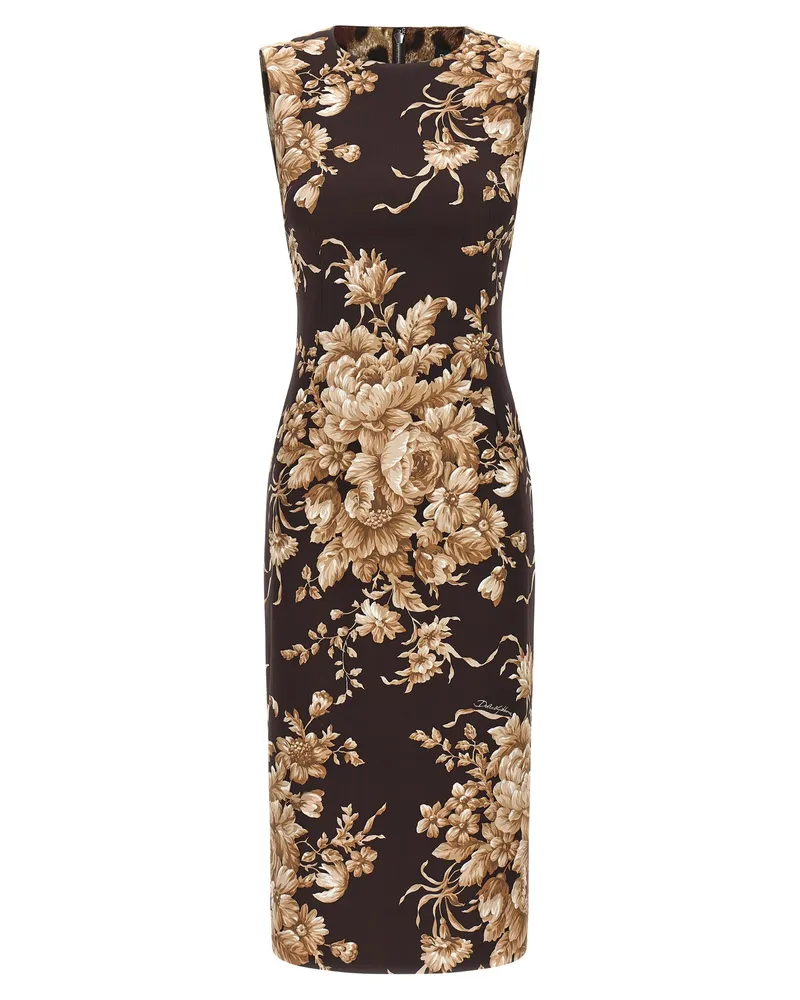 Dolce & Gabbana Rose Print Kleid Multicolor