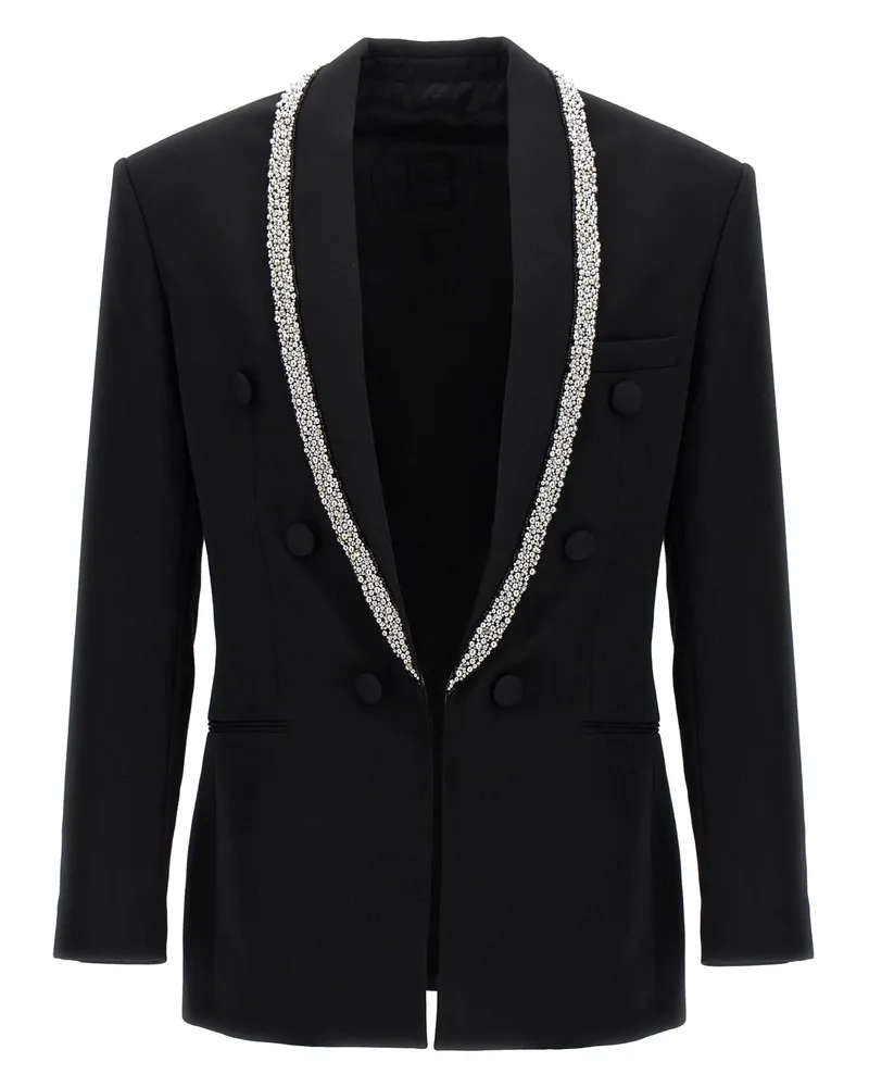 Balmain Strass Piping' Blazer Black