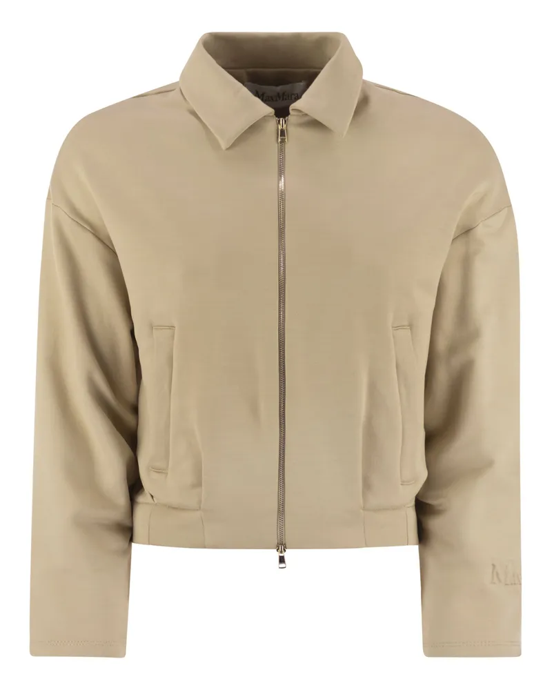Max Mara Argenta Cropped Silk And Cotton Sweatshirt Caramel
